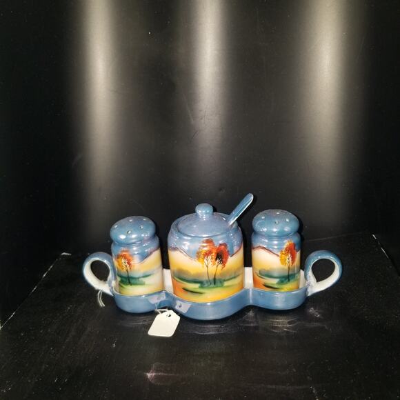 lustreware salt pepper and mustard set - Picture 2 of 10